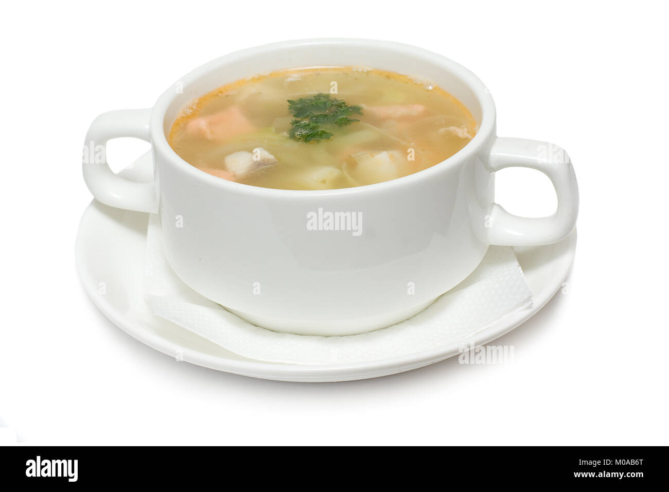 Soupe aux fruits de mer isolated on white Banque D'Images