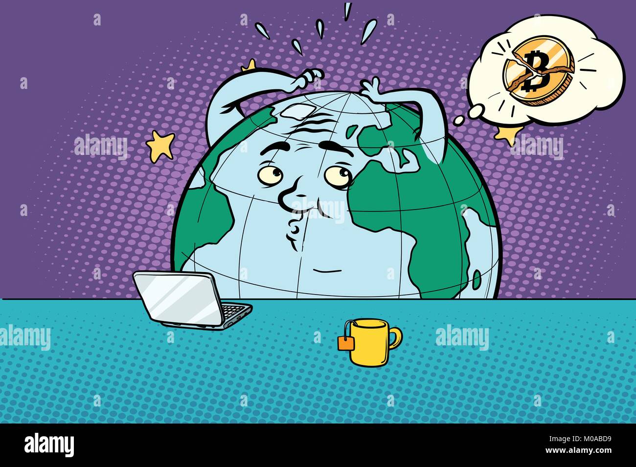 Nouvelles bizarres à propos de bitcoin. Bande dessinée caricature dessin illustration rétro pop art Illustration de Vecteur