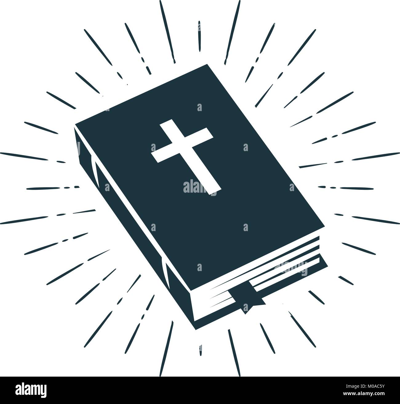 Bible, l'ecriture logo ou label. La foi, la croyance, l'icône de la prière. Vector illustration Illustration de Vecteur
