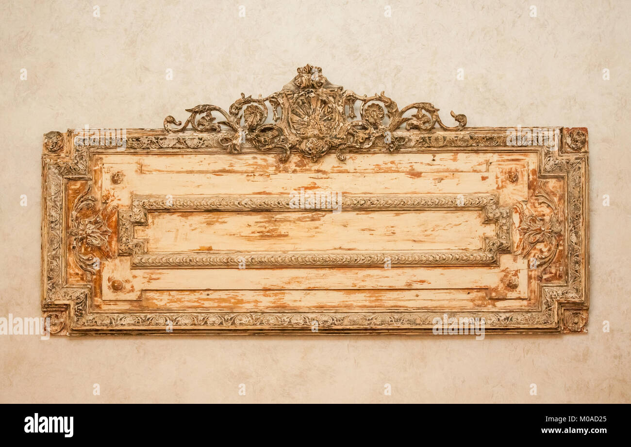 Signe en bois vintage - blanc Banque D'Images