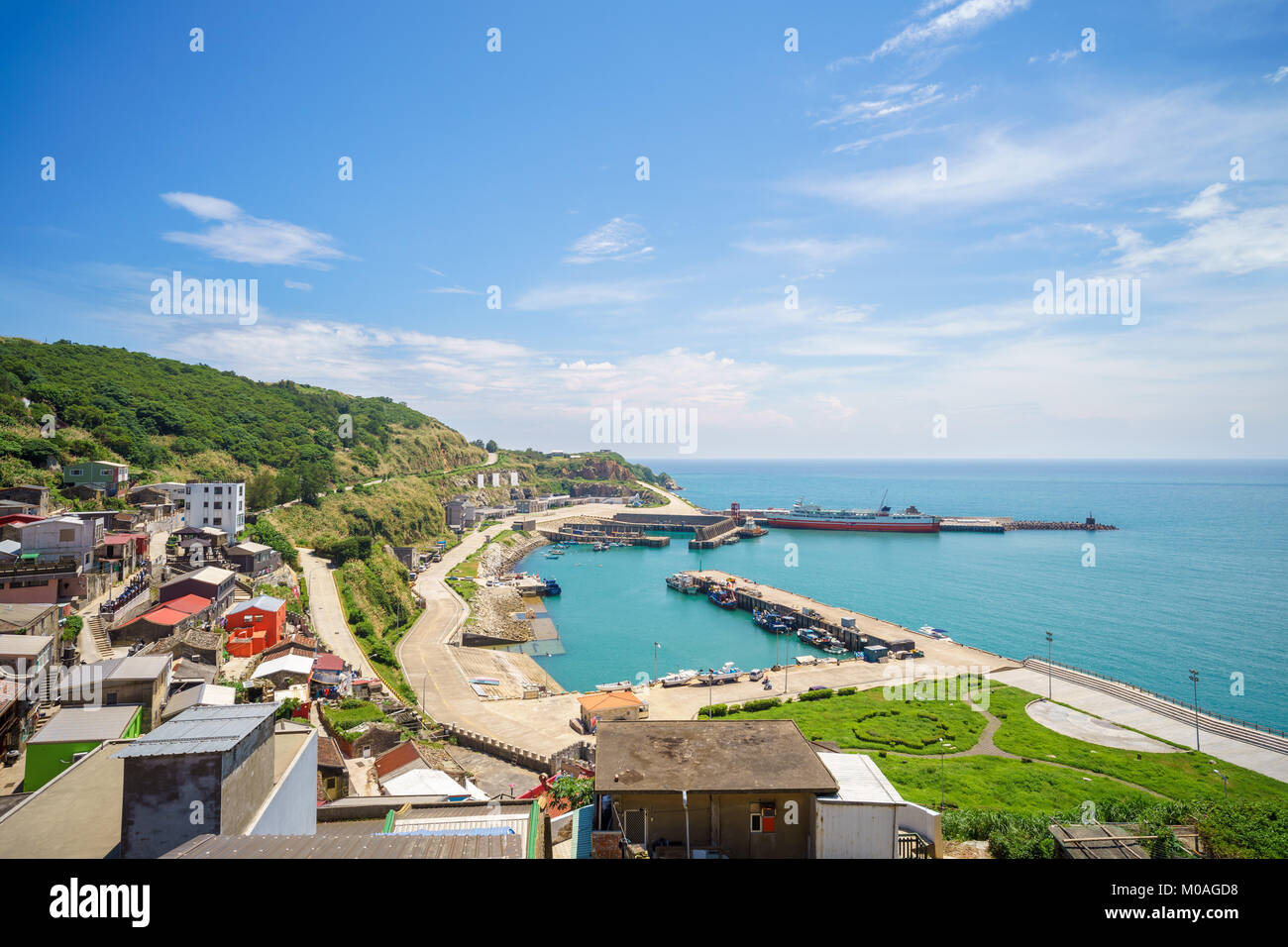 Vue aérienne de dongyin avec Jhongjhu Harbour Banque D'Images