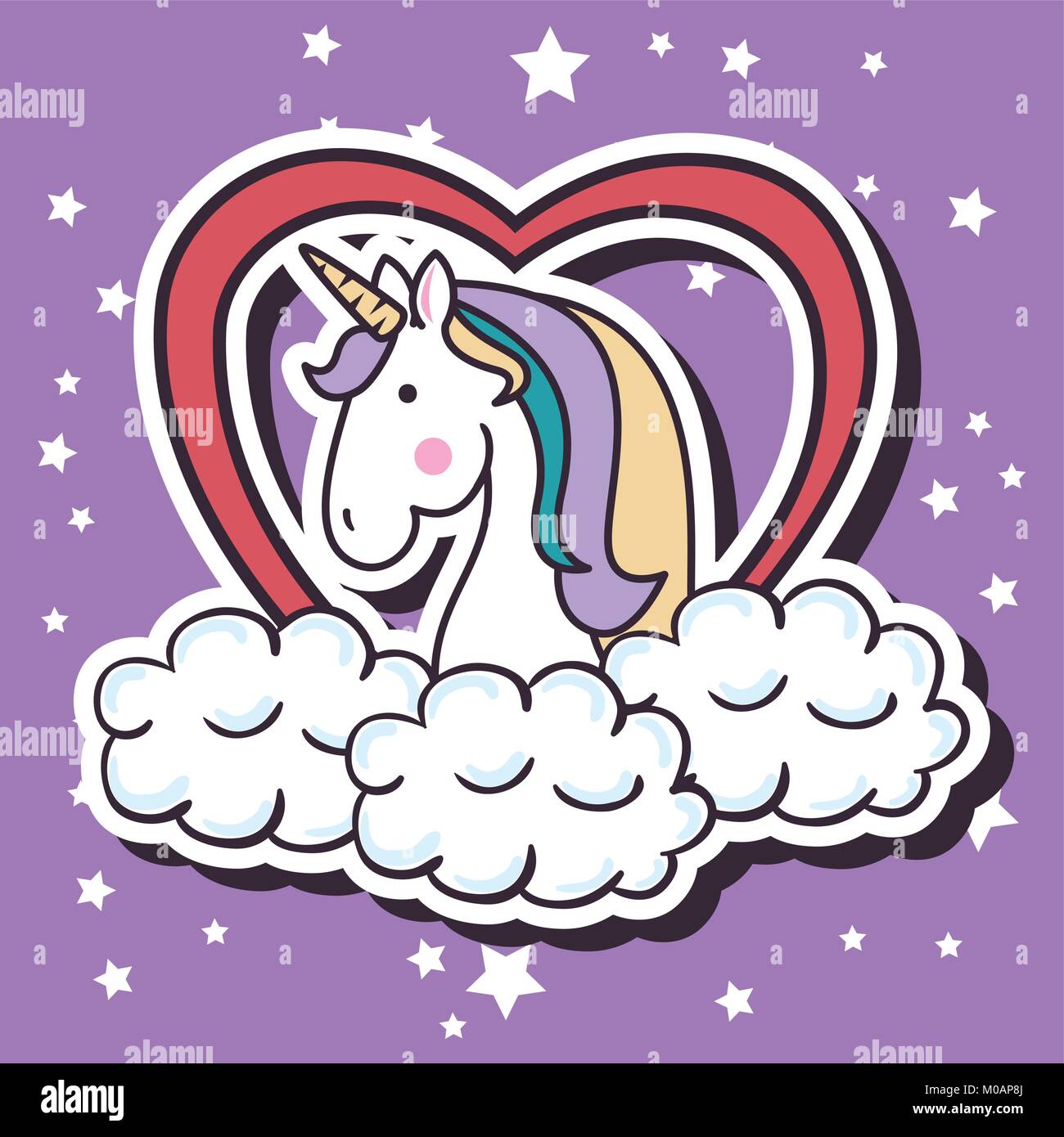 Pop art unicorn mignon Illustration de Vecteur