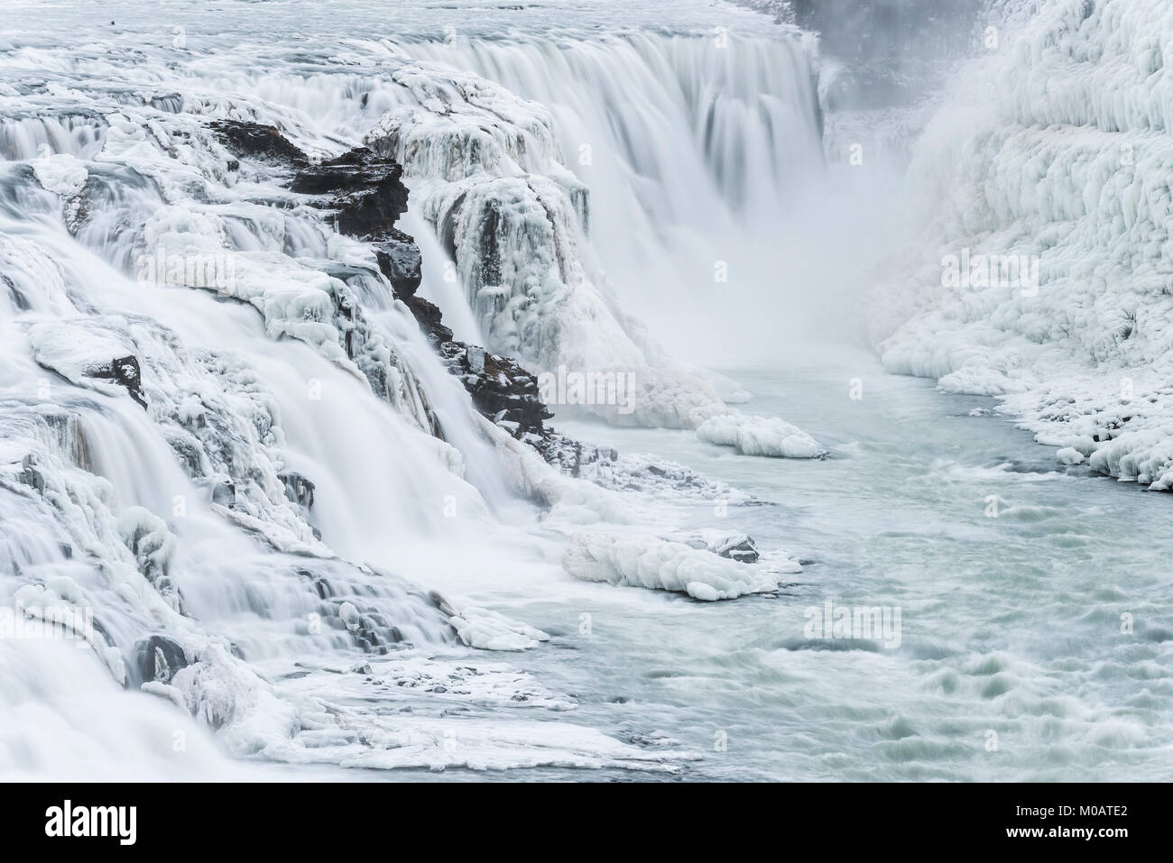 Chutes d'eau de Gullfoss. L'Islande. Mi-novembre, par Dominique Braud/Dembinsky Assoc Photo Banque D'Images