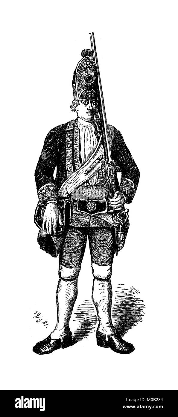 Grenadier Henrichsohn à partir de la Norvège à partir de la grande garde de Friedrich Wilhelm I. peint par Johann Christof Merk, 1718, la vie d'origine peinture taille dans le palais de la ville de Potsdam, Allemagne, l'amélioration numérique reproduction d'une estampe originale de 1880 Banque D'Images