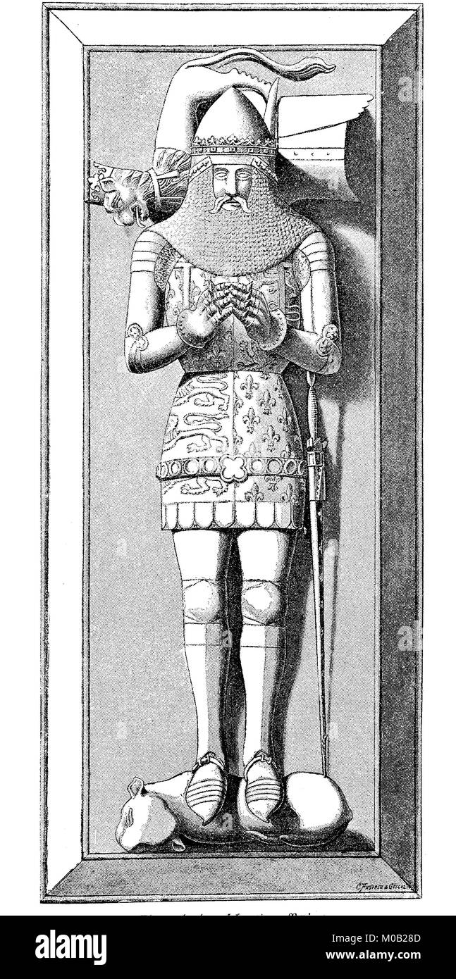 La tombe d'Edouard de Woodstock à la Cathédrale de Canterbury, Prince de Galles, connu comme le Prince Noir, le 15 juin 1330 - 8 juin 1376, l'Angleterre, l'amélioration numérique reproduction d'une estampe originale de 1880 Banque D'Images