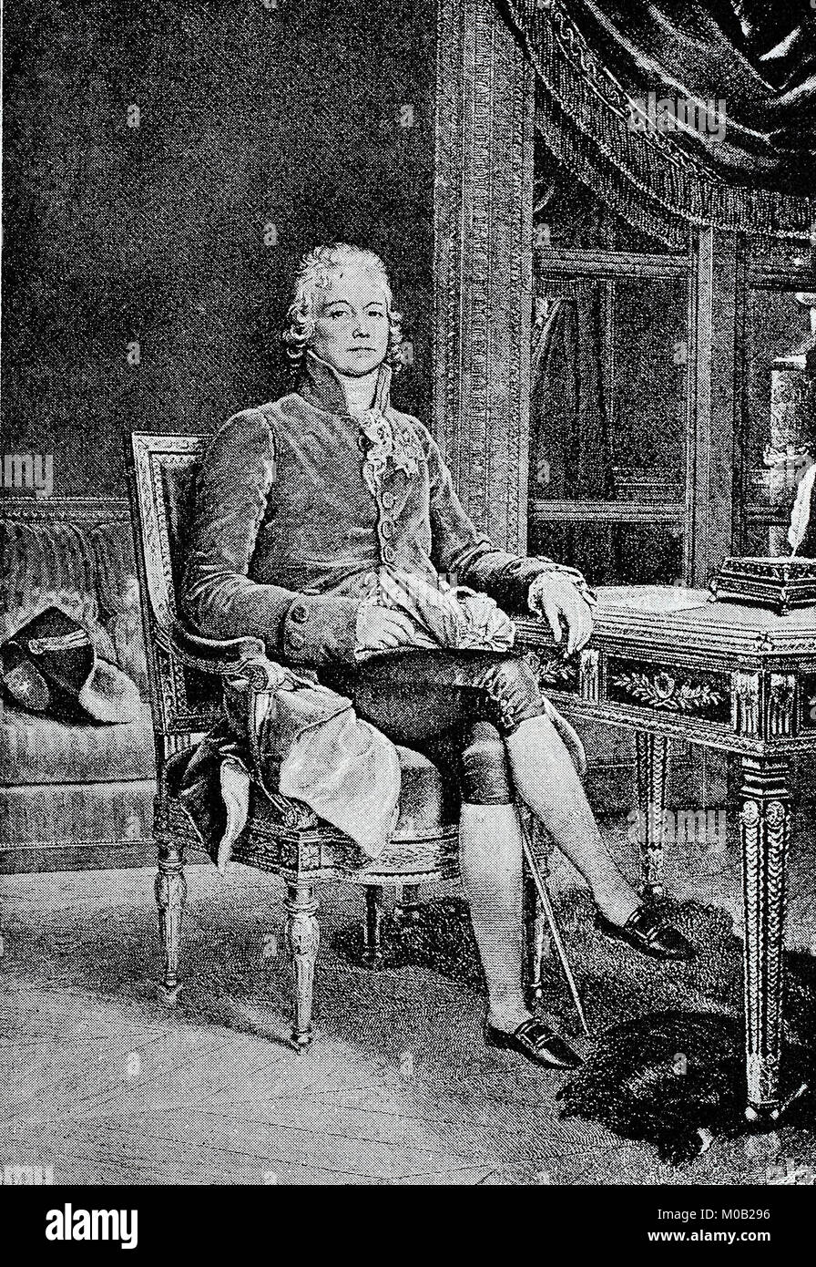 Charles-Maurice de Talleyrand-Perigord, 2 février 1754 - 17 mai 1838, a été l'un des plus célèbres hommes d'État et diplomate français durant la Révolution française, les guerres napoléoniennes et le Congrès de Vienne, l'amélioration numérique reproduction d'une estampe originale de 1880 Banque D'Images