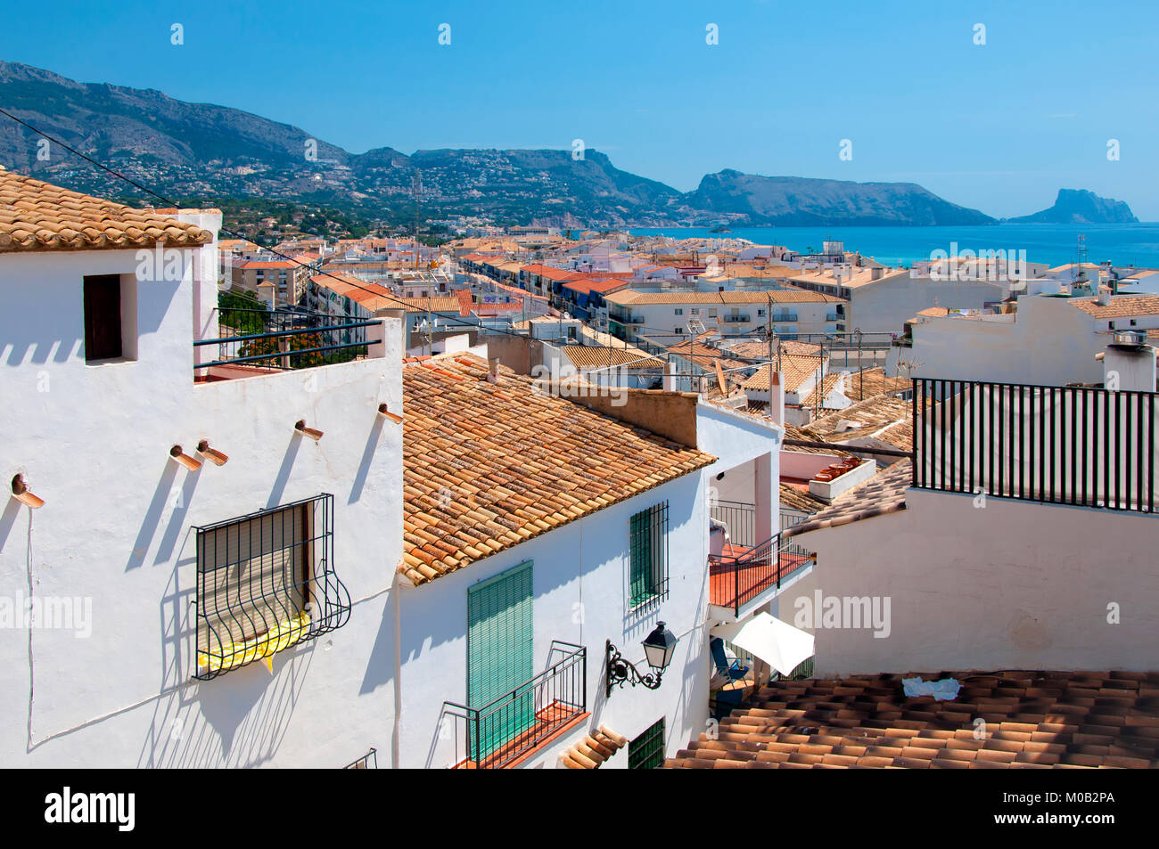 Les maisons blanchies à la chaux, Altea, Alicante, Espagne Banque D'Images