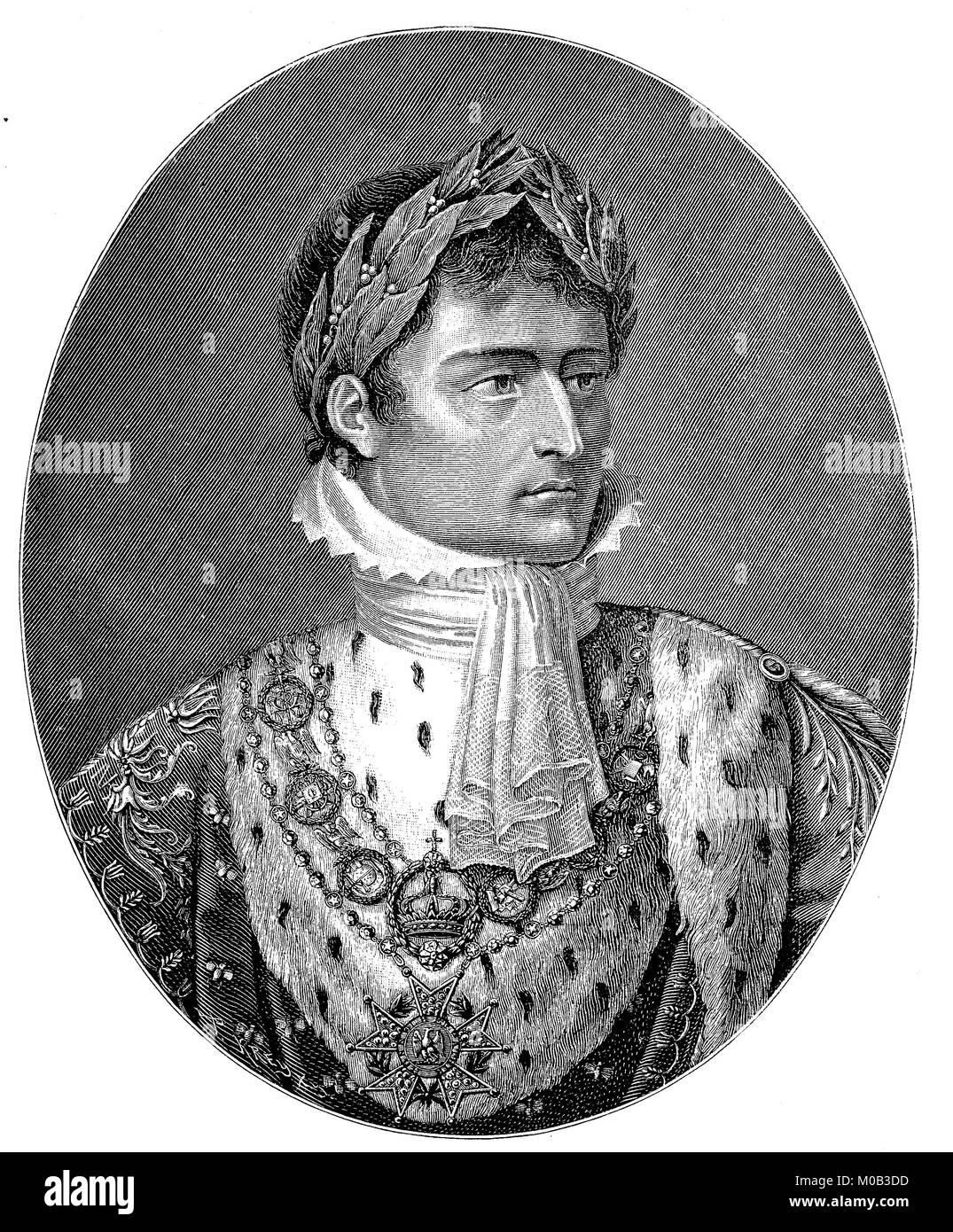 Napoléon Bonaparte, que l'Empereur Napoléon I, 15 août 1769 - 5 mai 1821, était un général français, et l'empereur dictateur révolutionnaire numérique, l'amélioration de la reproduction d'une estampe originale de 1880 Banque D'Images
