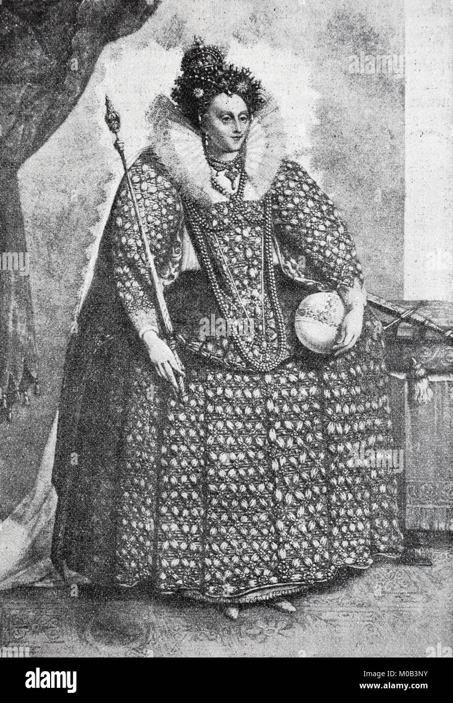 Elizabeth I, 7 septembre 1533 - 24 mars 1603, a été reine d'Angleterre et l'Irlande à partir du 17 novembre 1558 jusqu'à sa mort le 24 mars 1603, l'amélioration numérique , reproduction d'une estampe originale de 1880 Banque D'Images