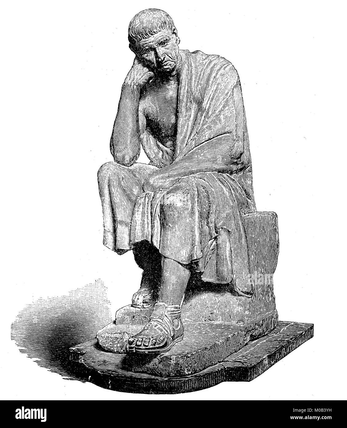 Aristote, Aristote, 384 av. J. Chr. - 322 av. J.-C.-B., est l'un des plus célèbres et influents de philosophes et naturalistes de l'histoire, la statue du palais Spada à Rome, Italie, amélioration numérique reproduction d'une estampe originale de 1880 Banque D'Images