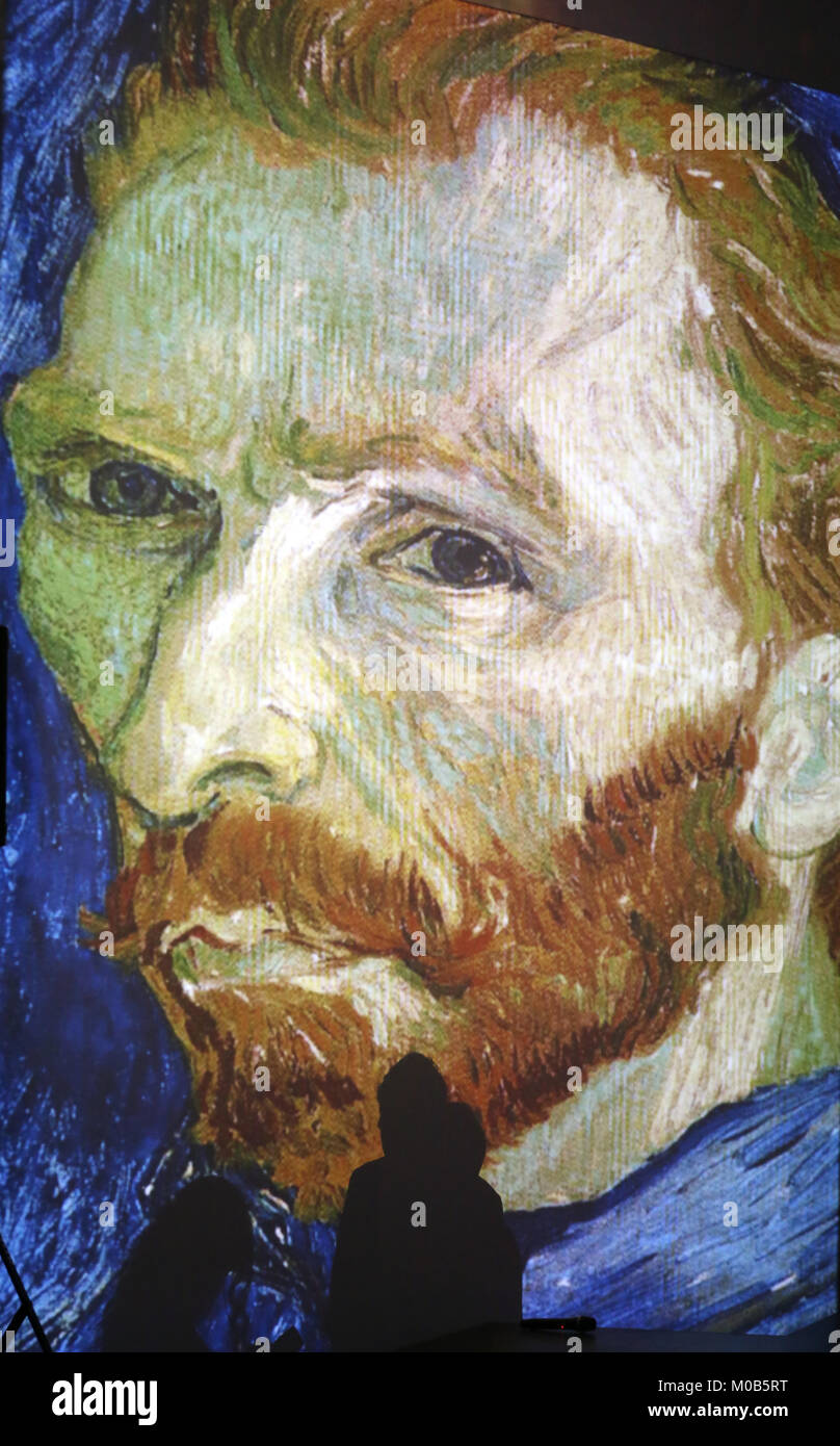 L'exposition Van Gogh en vie - l'expérience de l'ancienne gare de Cracovie. Pologne Banque D'Images