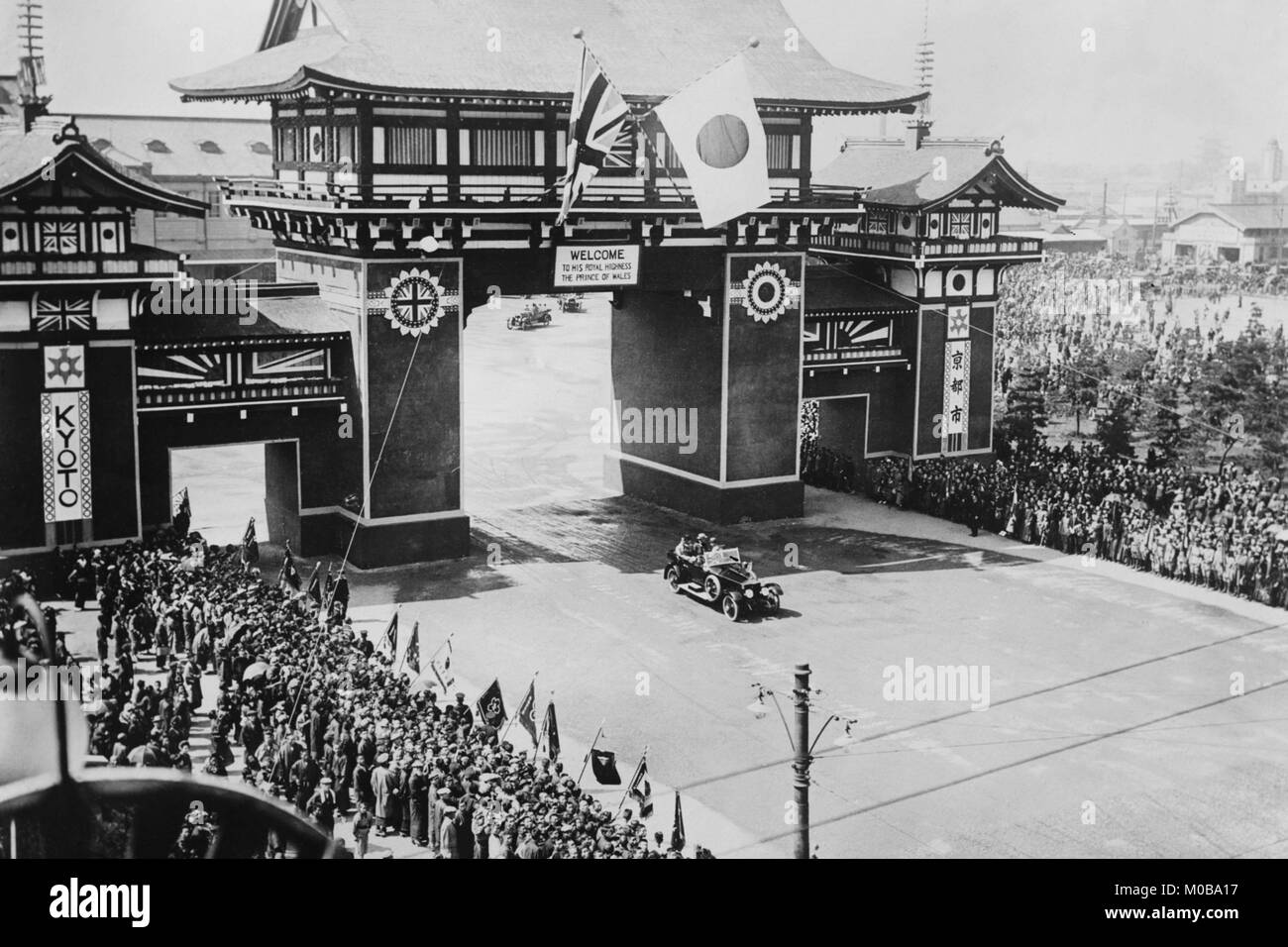 Cortège du prince de Galles visite Kyoto, au Japon entre les deux guerres Banque D'Images