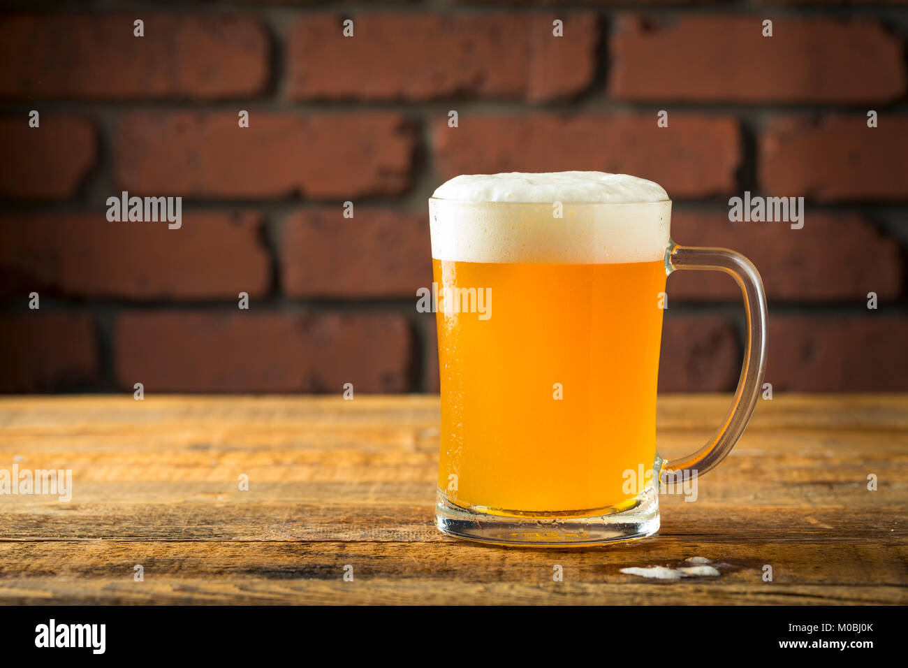 Bière lager dorée rafraîchissante dans un verre de pinte Banque D'Images