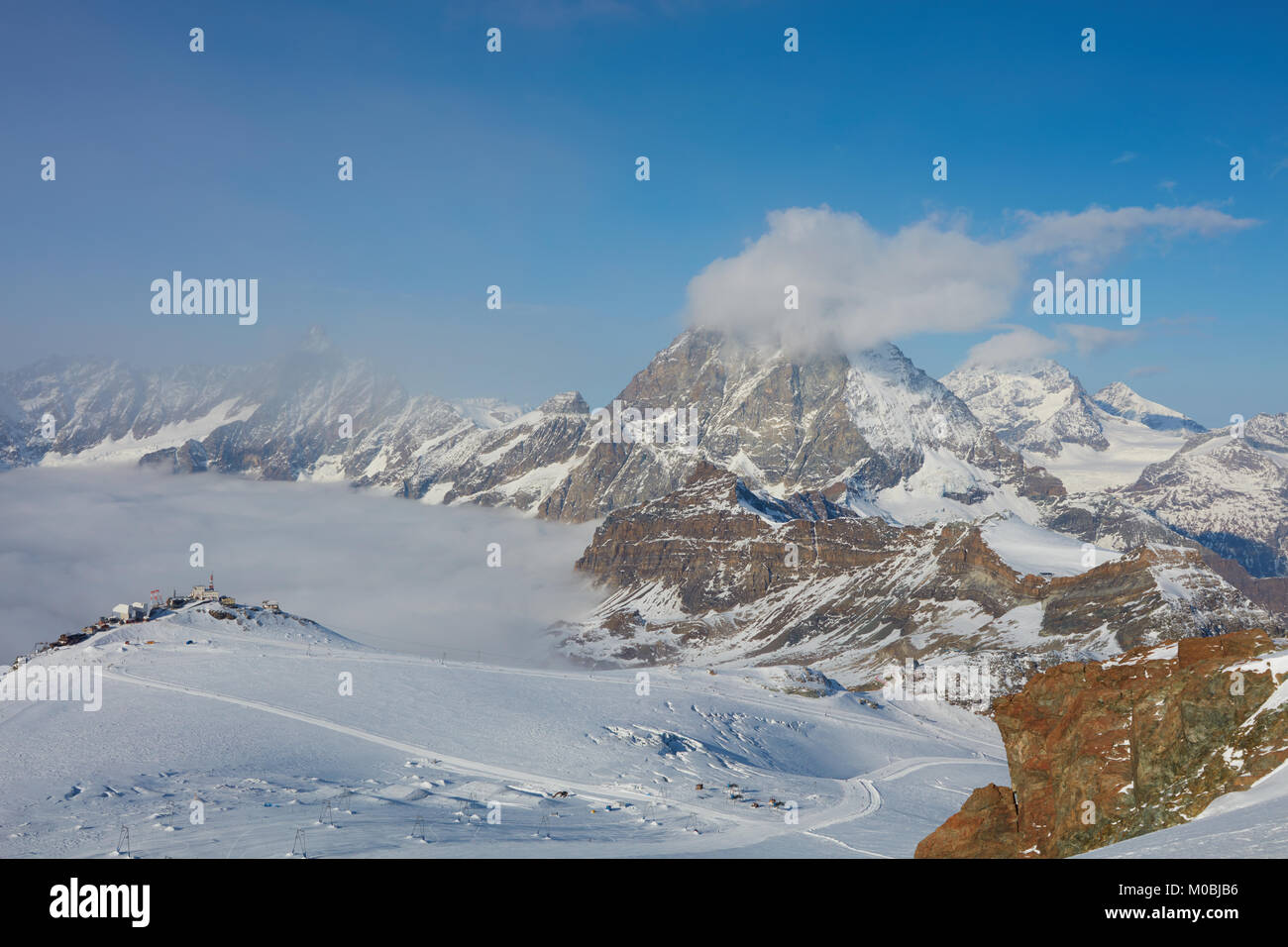 Zermatt glacier paradise à la recherche sur le Cervin Banque D'Images