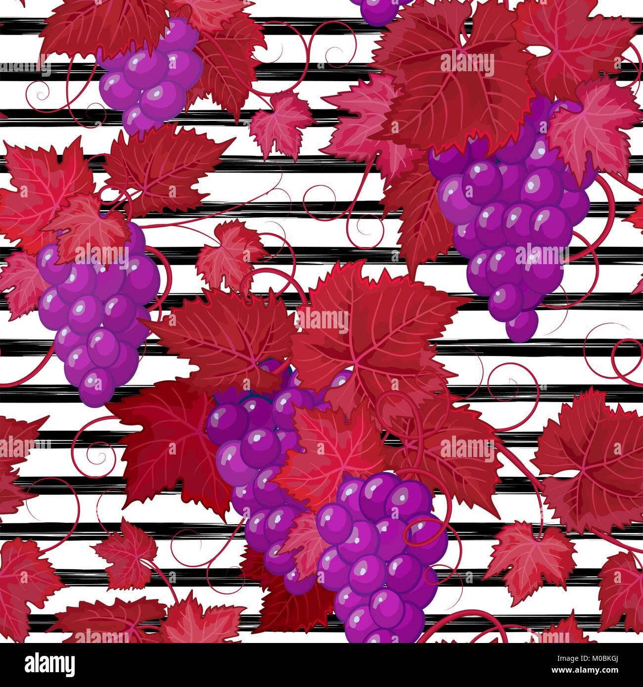 Modèle transparent avec des bandes de raisin. Arrière-plan de l'été. Illustration de Vecteur