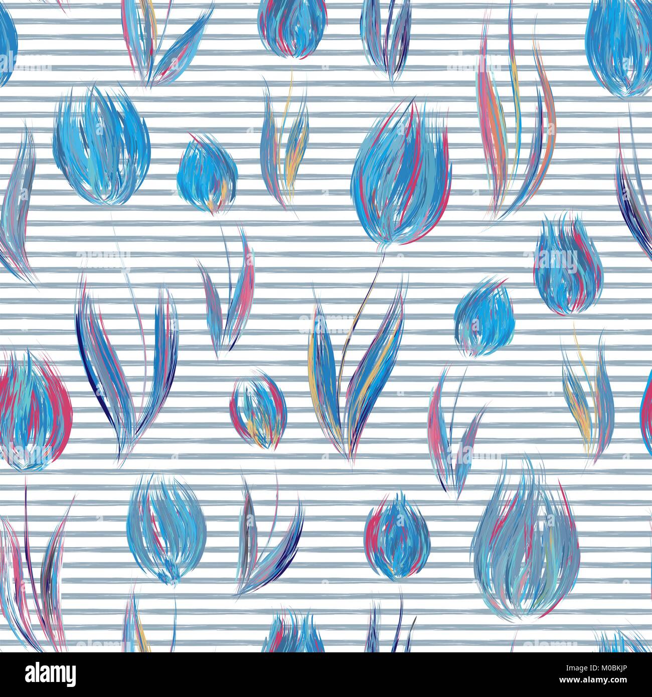 Transparente Floral pattern. Les tulipes de la peinture à l'huile sur les arrière-plan. Vector Illustration de Vecteur
