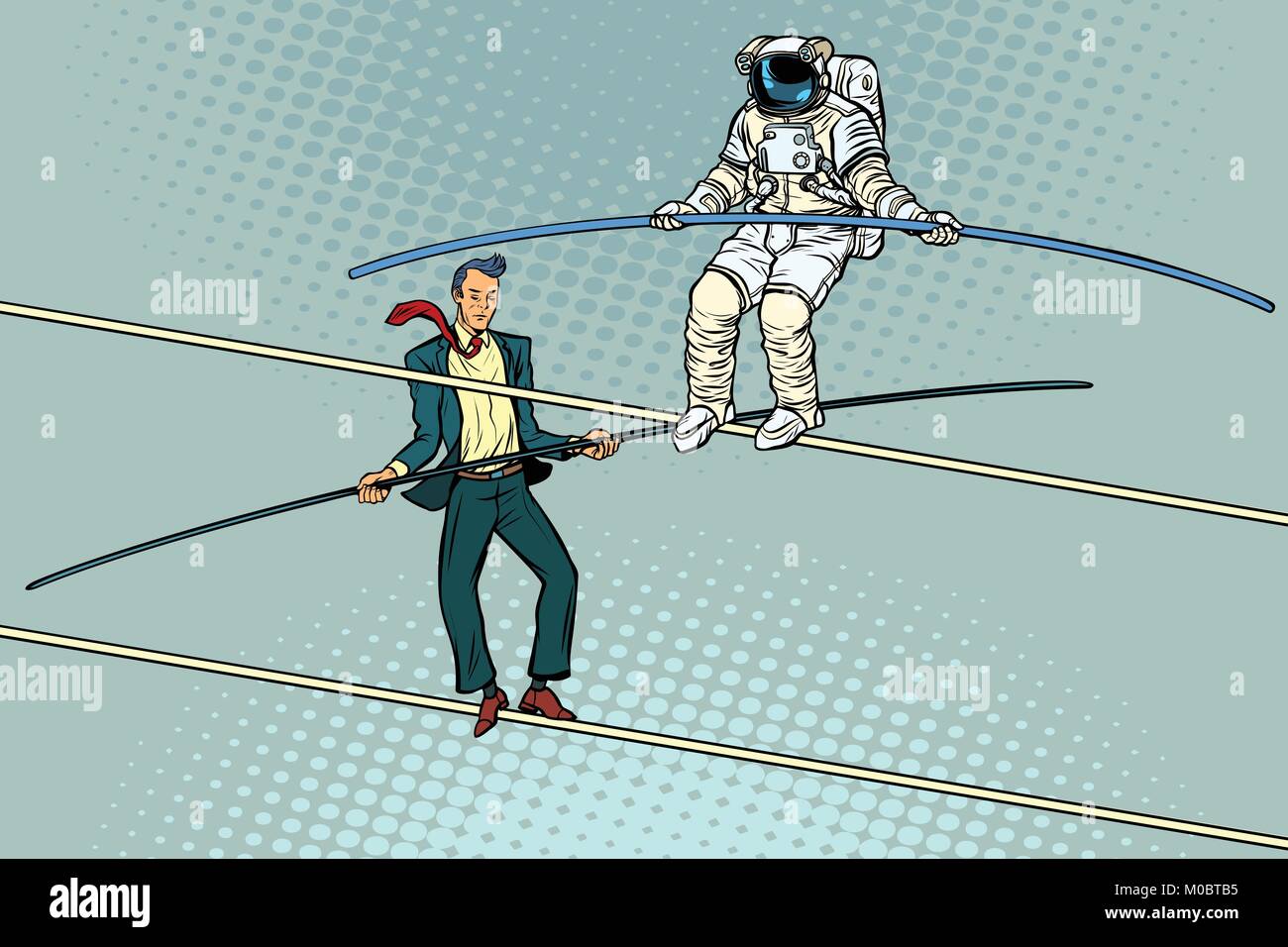 Acrobates et funambules homme d'astronaute Illustration de Vecteur