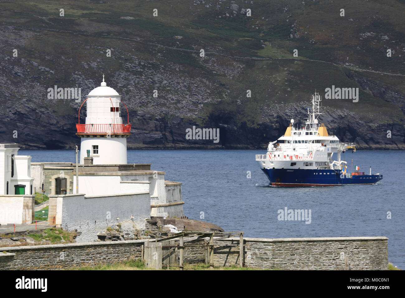 Feux de navire en service irlandais cromwells point, Valence, l'île de façon sauvage de l'Atlantique, dans le comté de Kerry, Irlande Banque D'Images