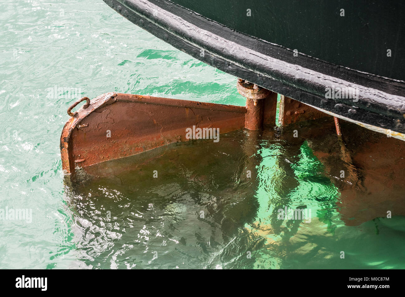 Détail d'un gouvernail du bateau, prise à Swanage, Dorset Banque D'Images