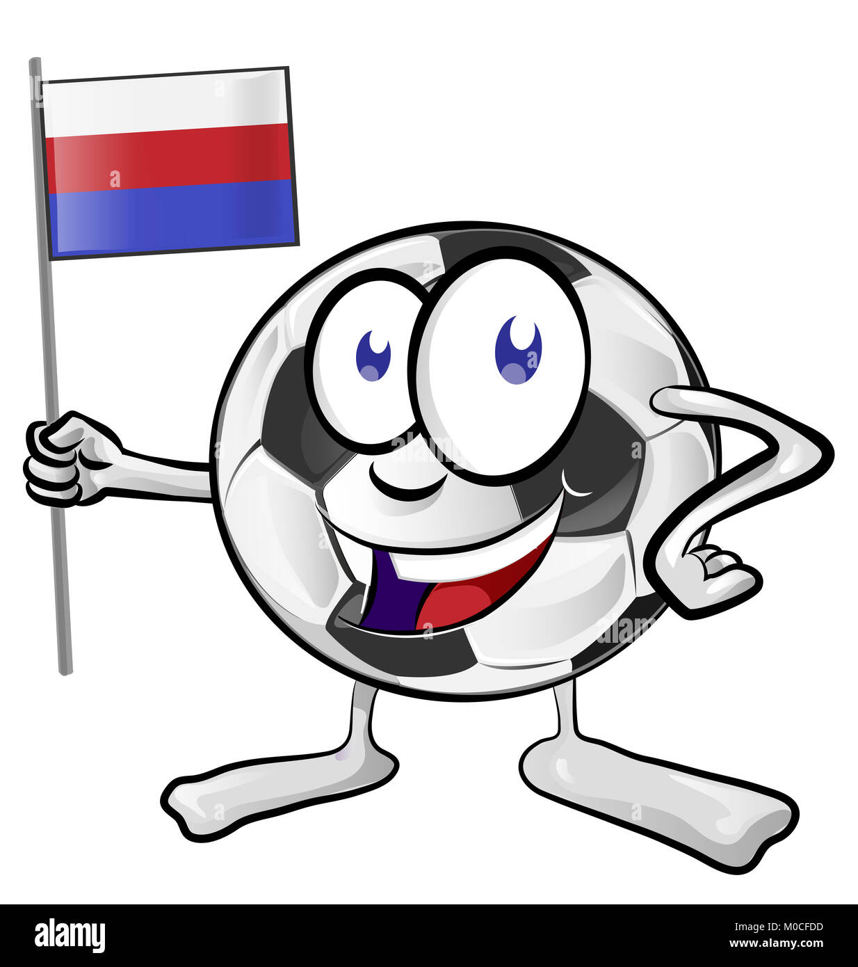 Ballon de soccer cartoon avec drapeau russe Banque D'Images