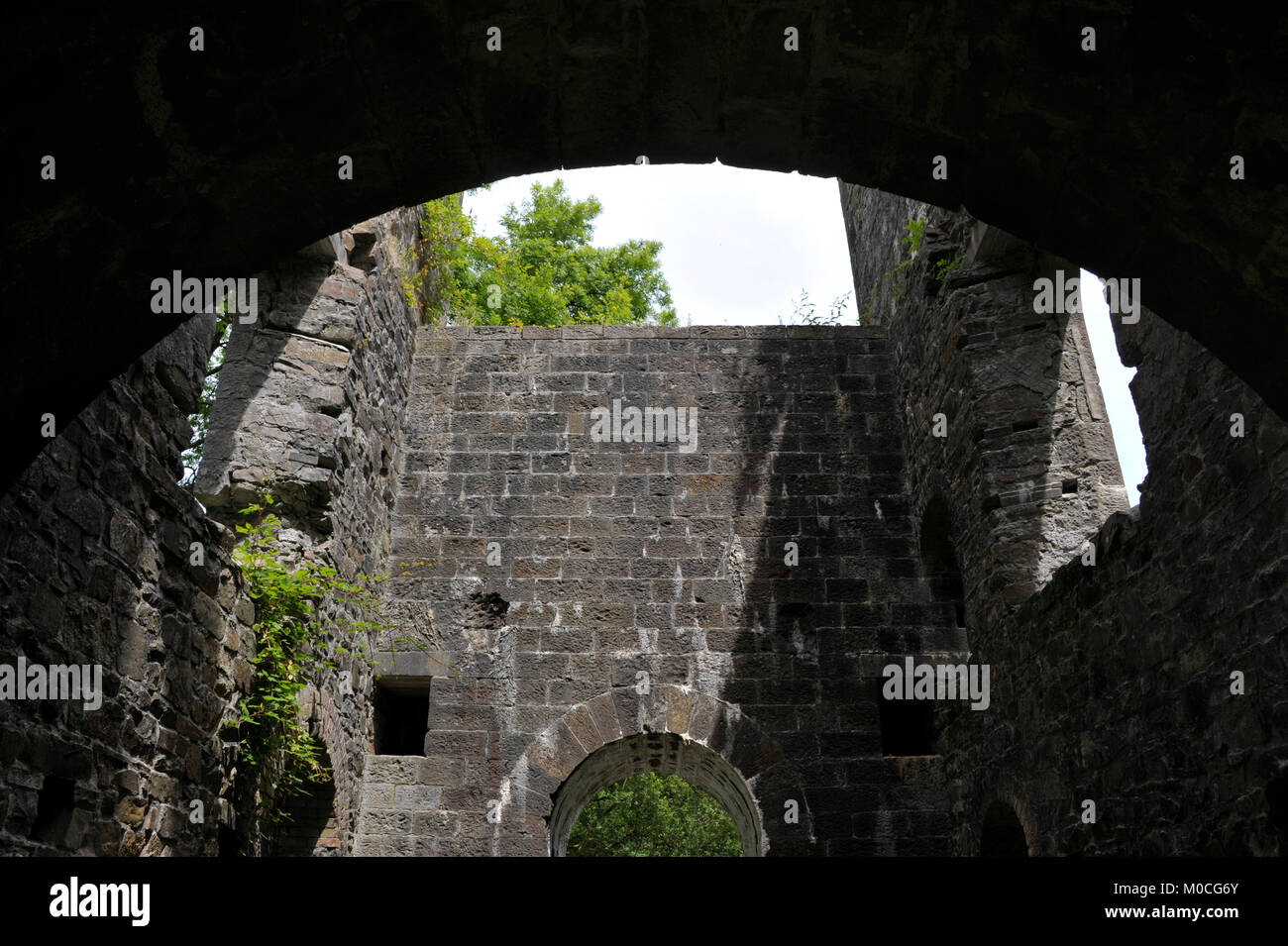 L'intérieur de la maison de Cornouailles à la construction du moteur reste de mine de charbon à la mine de Grove, près de Stepaside Saundersfoot, Pembrokeshirew, Pays de Galles, Royaume-Uni. Banque D'Images