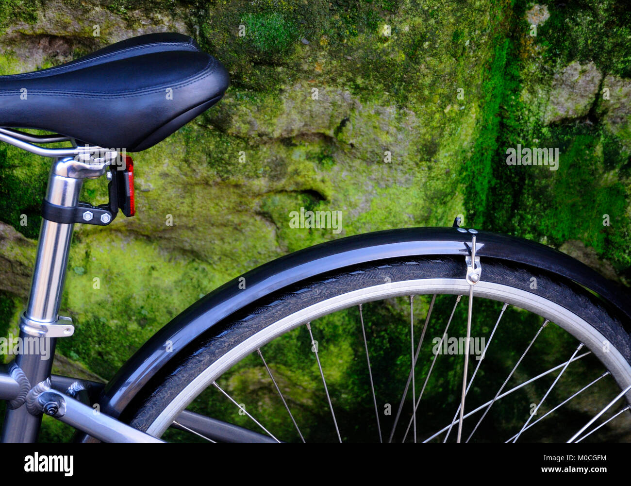 Roue arrière et selle de vélo Banque D'Images