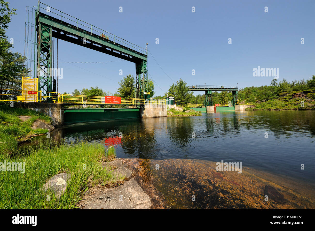 C'est l'ancien barrage Big Chaudière sur la rivière des Français Banque D'Images