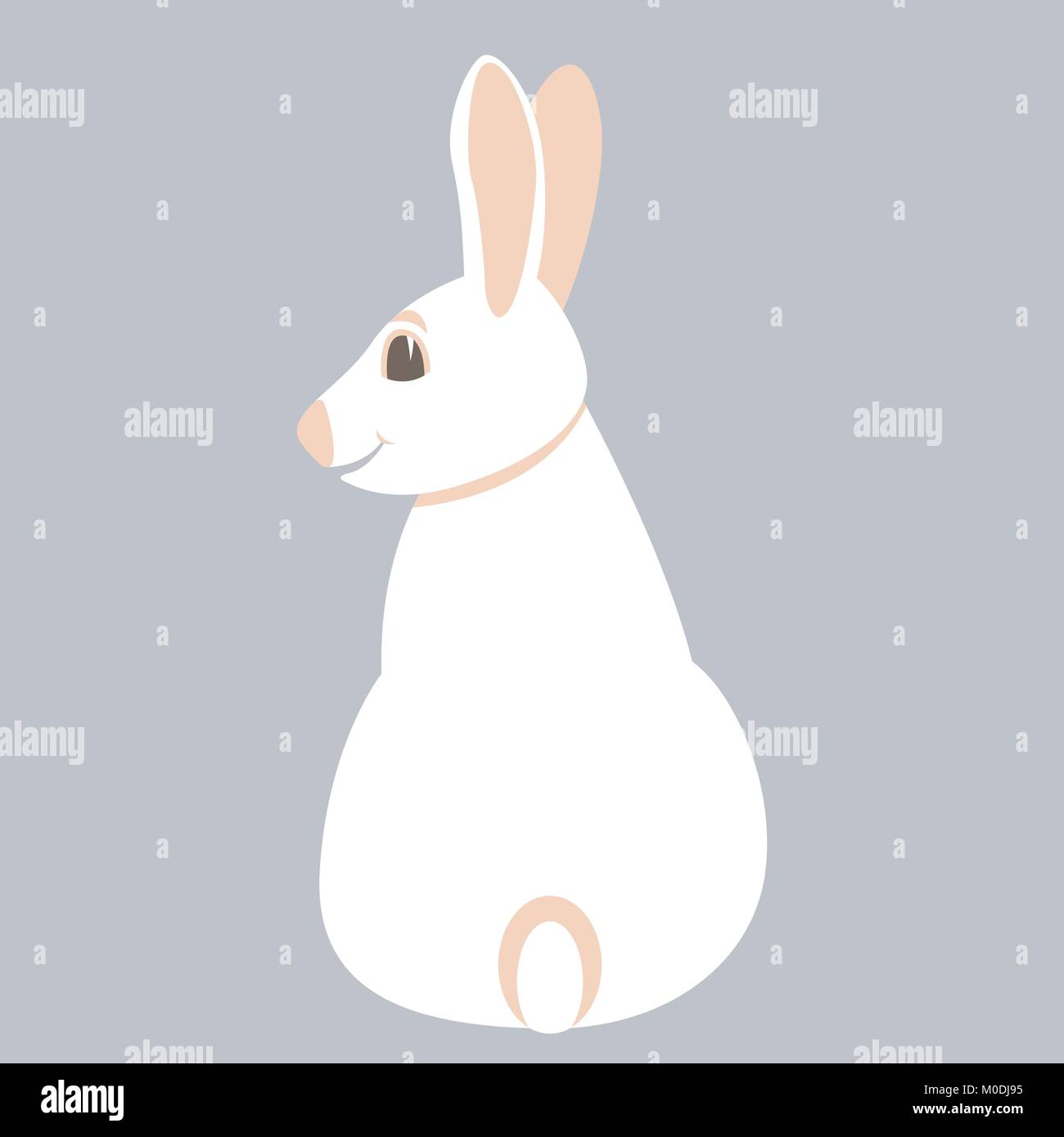 Vector illustration style plat lapin blanc côté profil Illustration de Vecteur