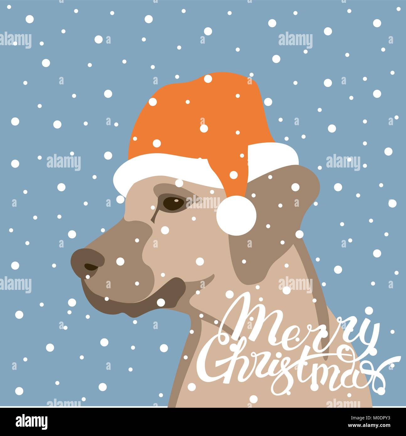 Dog in santa hat vector illustration style plat côté profil Illustration de Vecteur