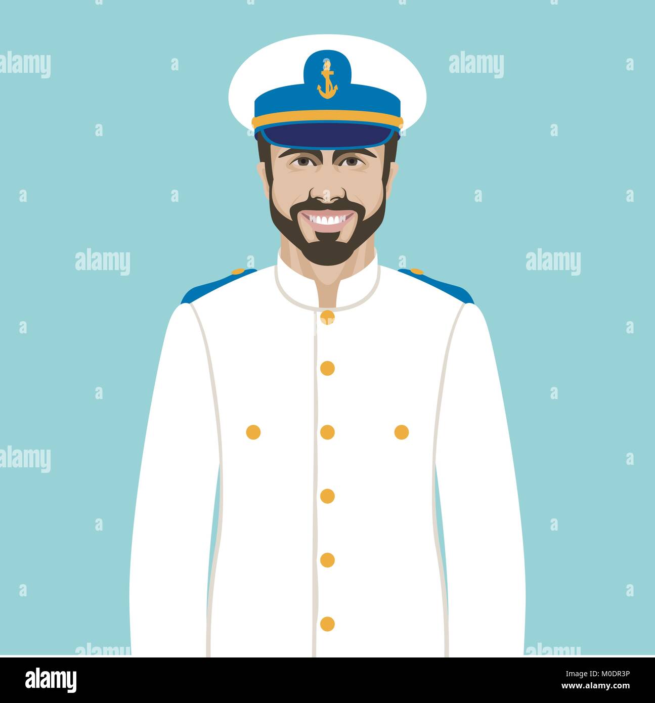 Le capitaine de la mer sous la forme d'illustration vectorielle style télévision vue avant Illustration de Vecteur