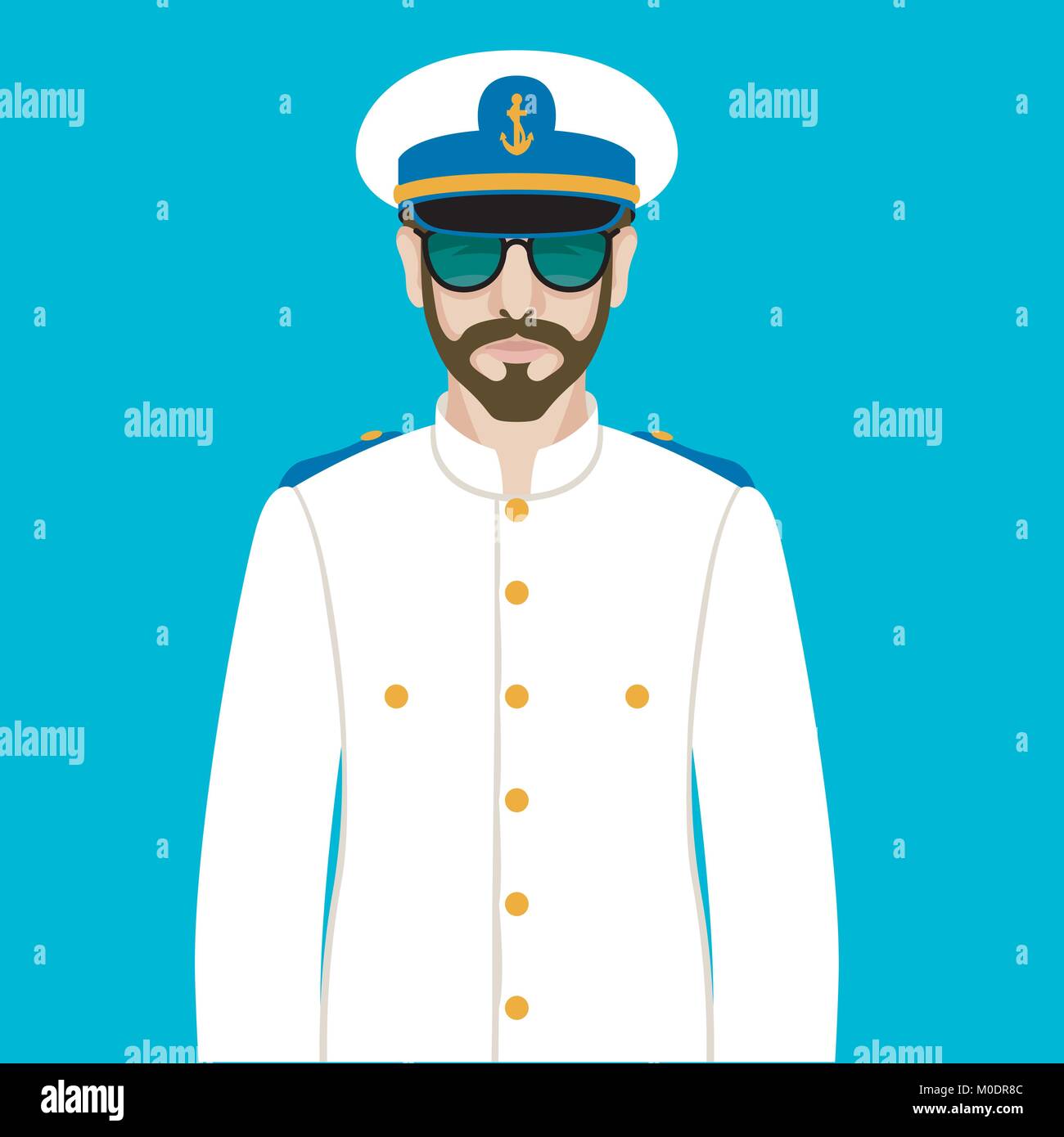 Le capitaine de la mer sous la forme d'illustration vectorielle style télévision vue avant Illustration de Vecteur