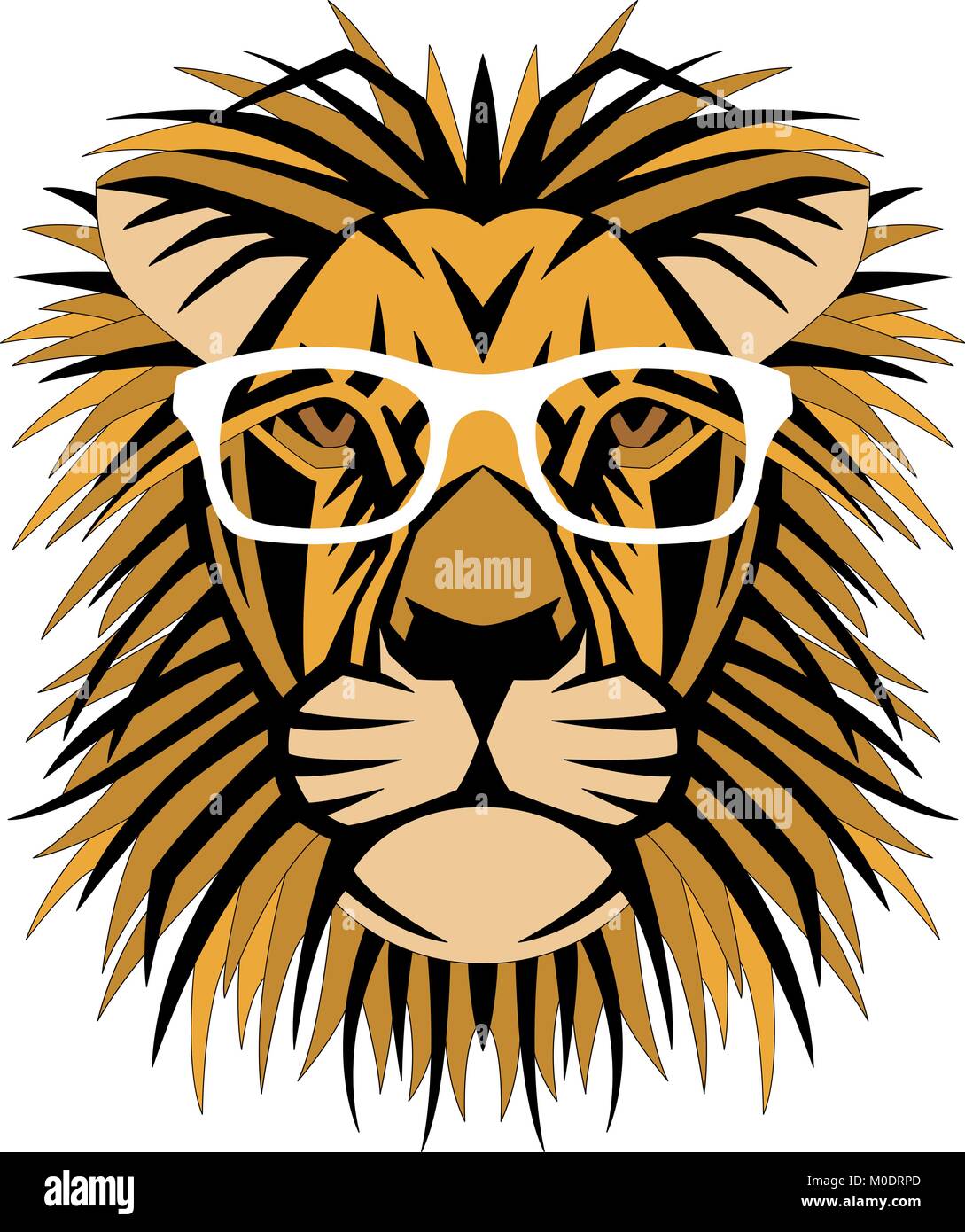 Face à tête de lion dans les verres vector illustration style plat Illustration de Vecteur Face à tête de lion dans les verres vector illustration style plat Illustration de Vecteur