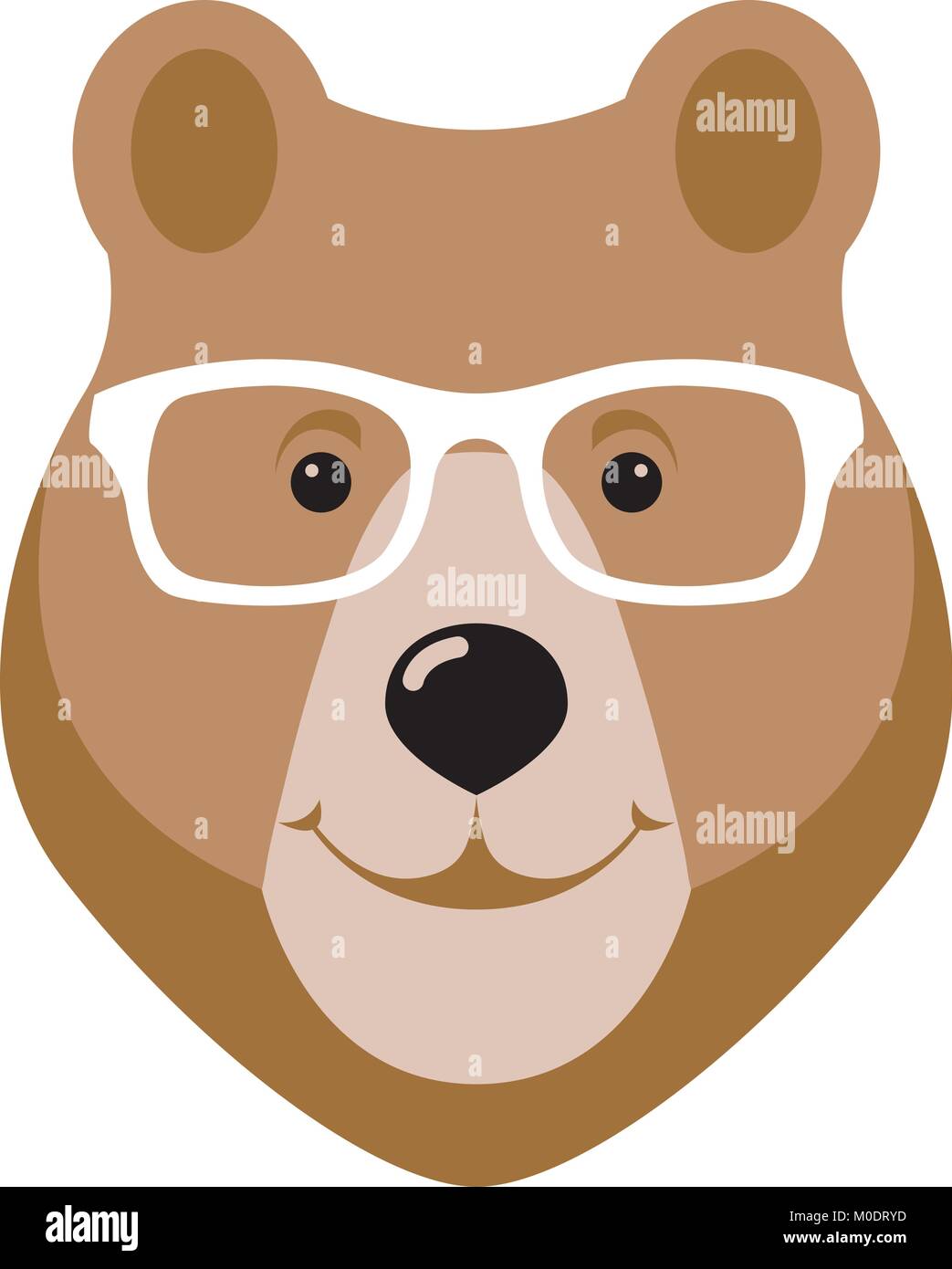 En face de l'ours lunettes vector illustration style plat recto Illustration de Vecteur