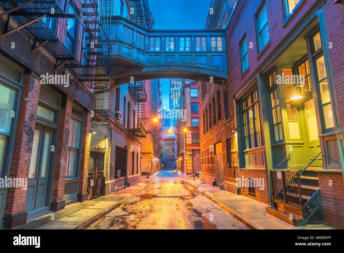 Alley dans le quartier de Tribeca à New York. Banque D'Images