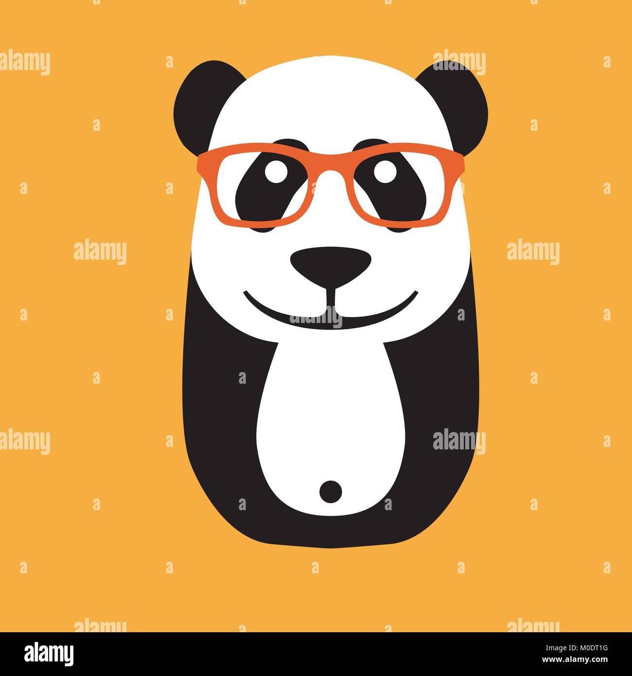 Panda dans le style d'illustration vectorielle lunettes devant plat Illustration de Vecteur