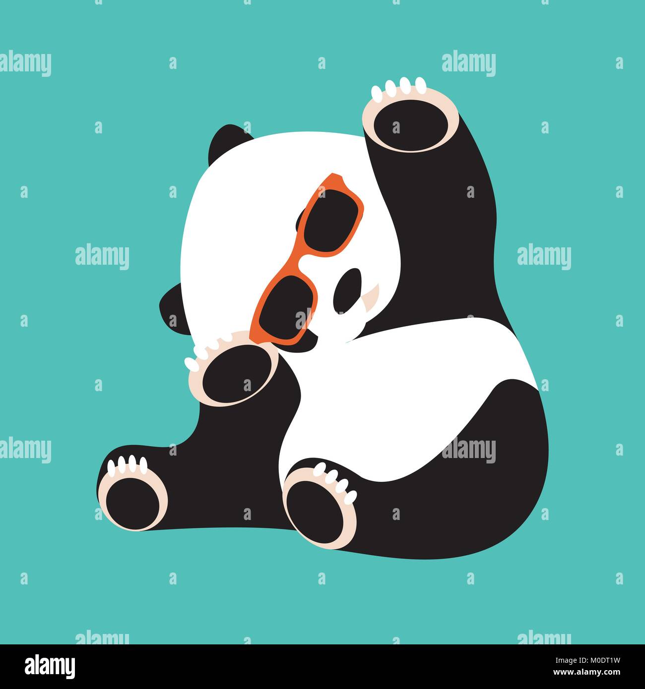En face de panda plat à l'illustration vectorielle lunettes Illustration de Vecteur