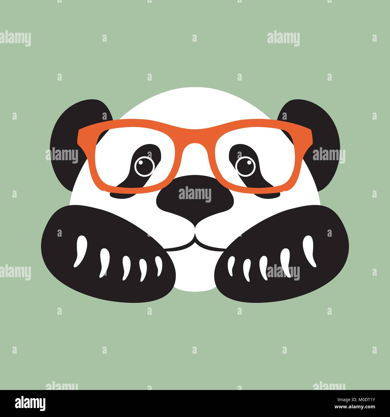 En face de panda plat à l'illustration vectorielle lunettes Illustration de Vecteur