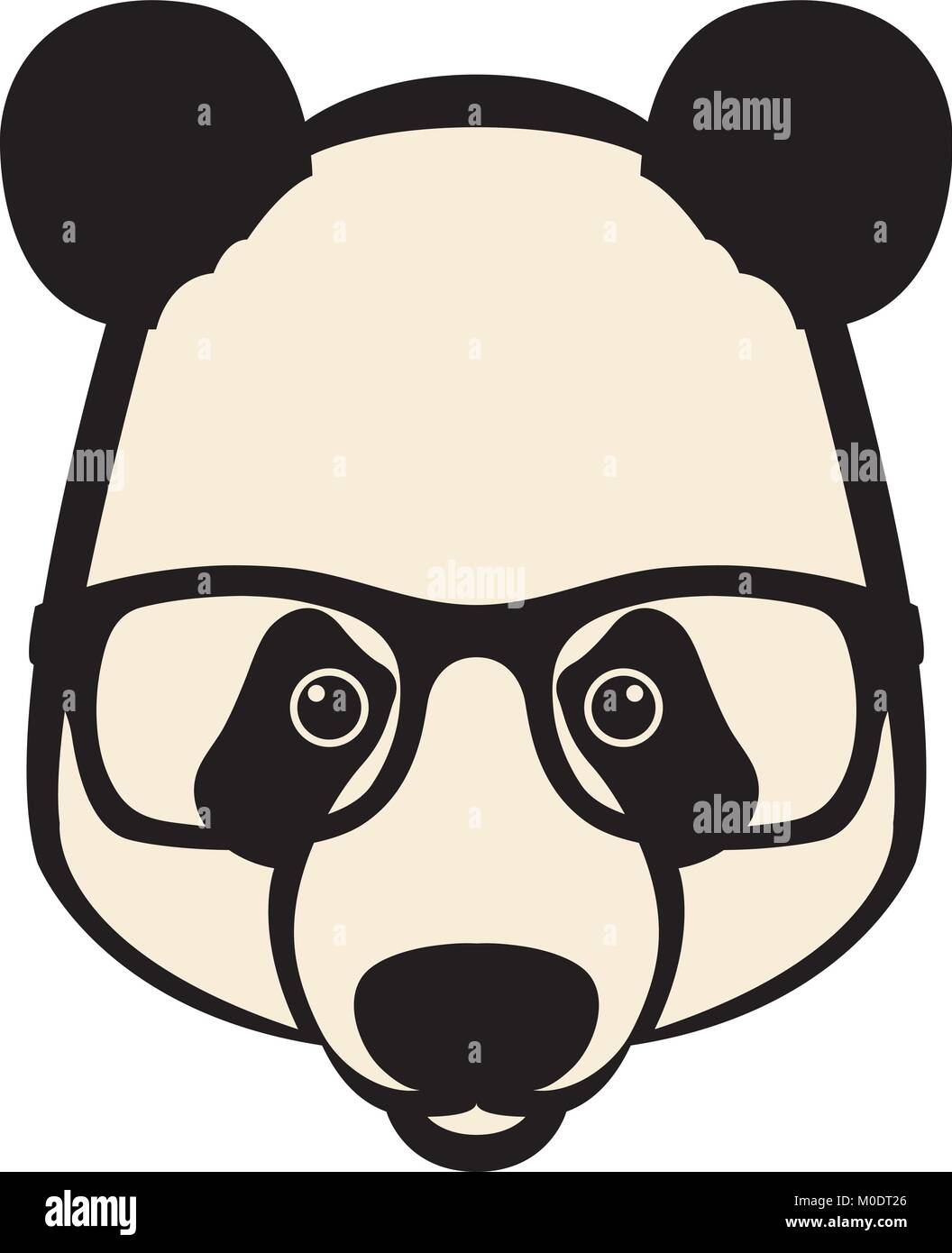 En face de panda plat à l'illustration vectorielle lunettes Illustration de Vecteur