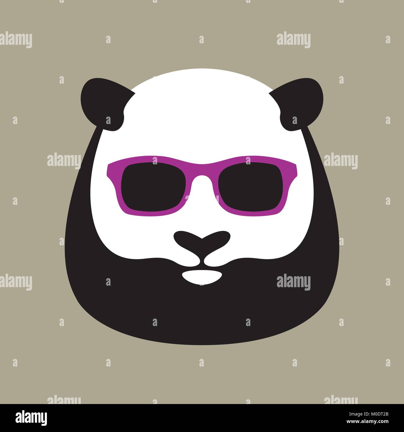 En face de panda plat à l'illustration vectorielle lunettes Illustration de Vecteur