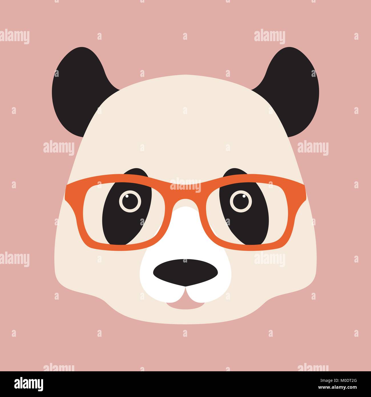 En face de panda plat à l'illustration vectorielle lunettes Illustration de Vecteur