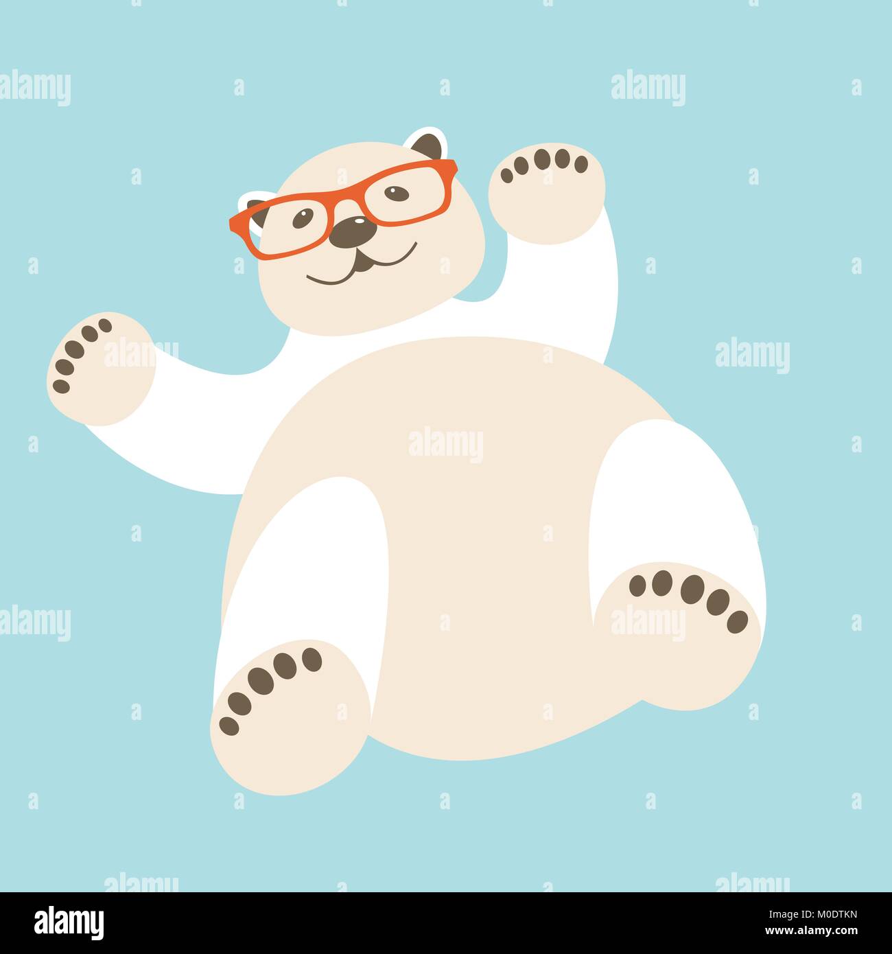 Face à l'ours polaire dans les verres vector illustration style plat Illustration de Vecteur