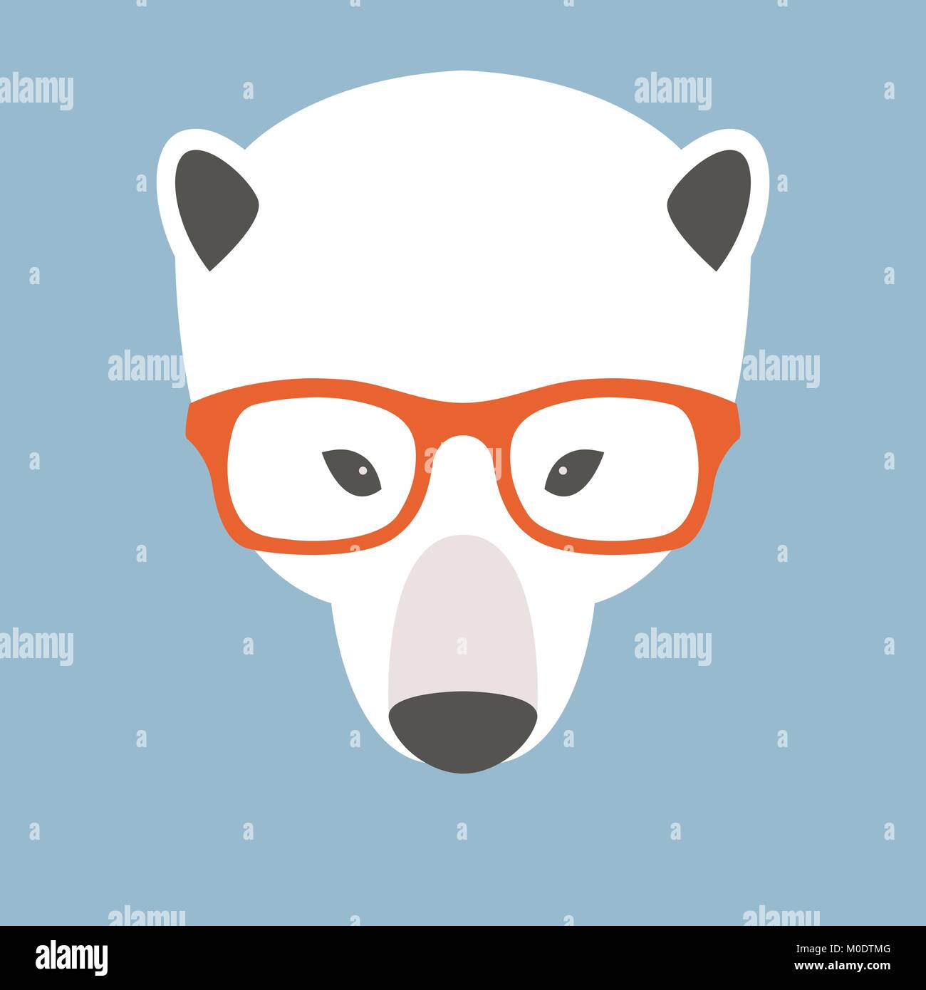 Face à l'ours polaire dans les verres vector illustration style plat Illustration de Vecteur