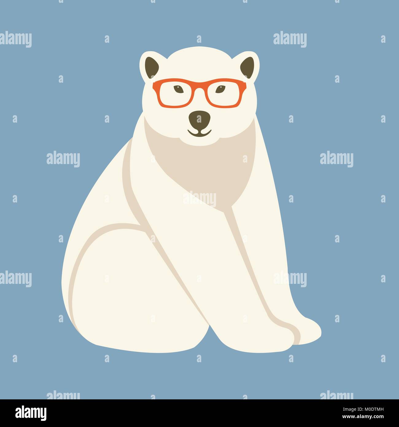 Face à l'ours polaire dans les verres vector illustration style plat Illustration de Vecteur