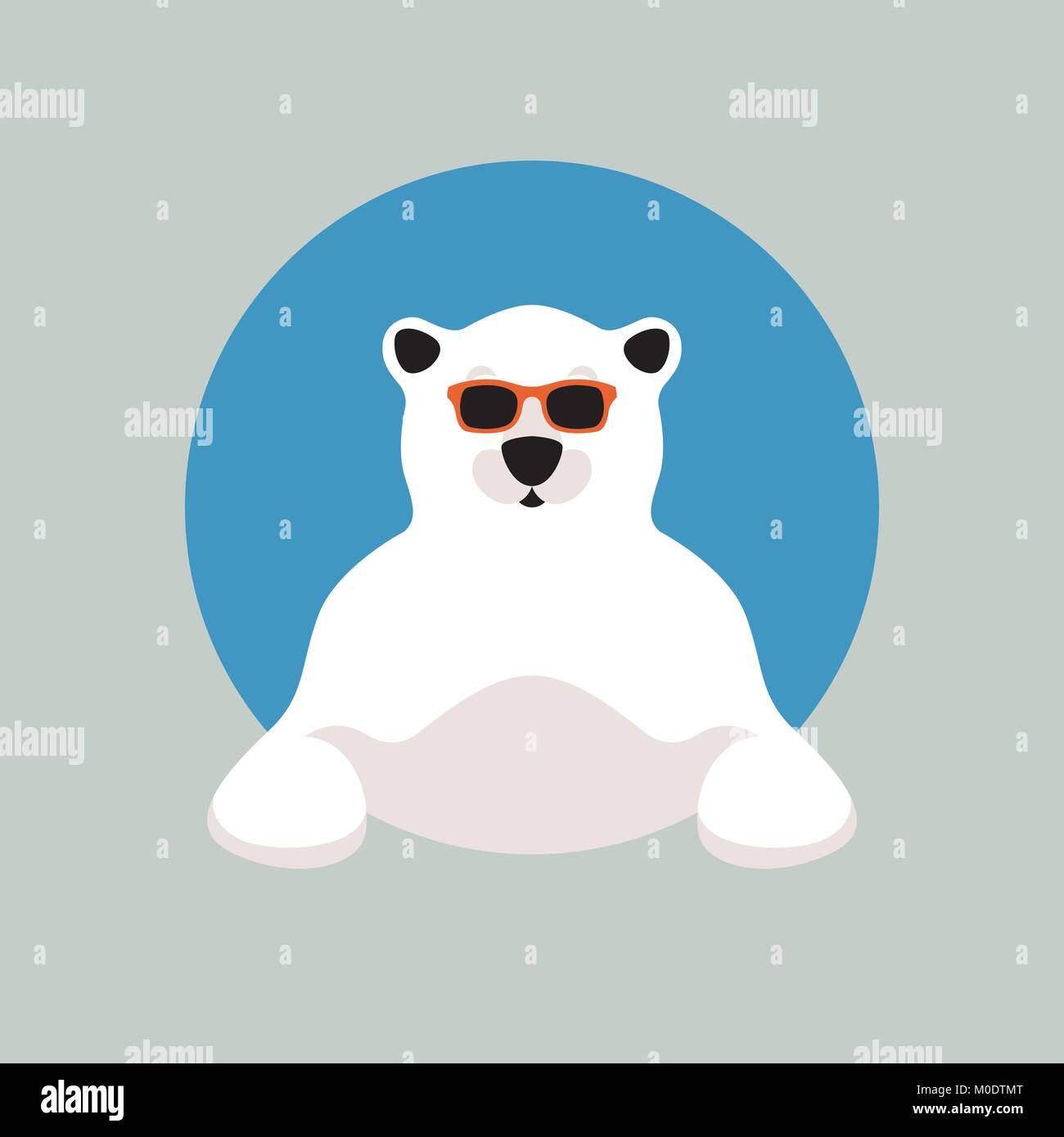 Face à l'ours polaire dans les verres vector illustration style plat Illustration de Vecteur