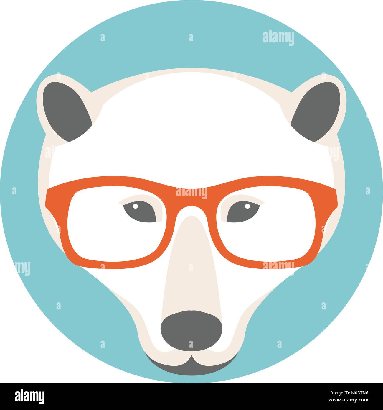 Face à l'ours polaire dans les verres vector illustration style plat Illustration de Vecteur