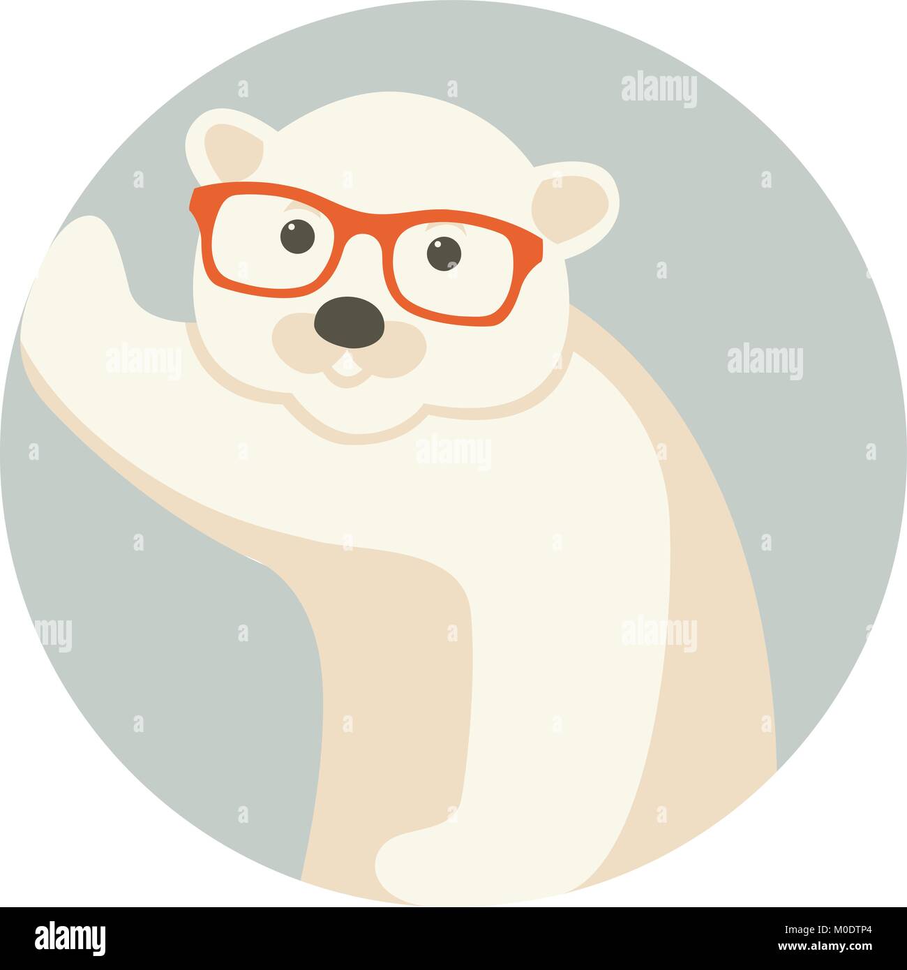 Face à l'ours polaire dans les verres vector illustration style plat Illustration de Vecteur