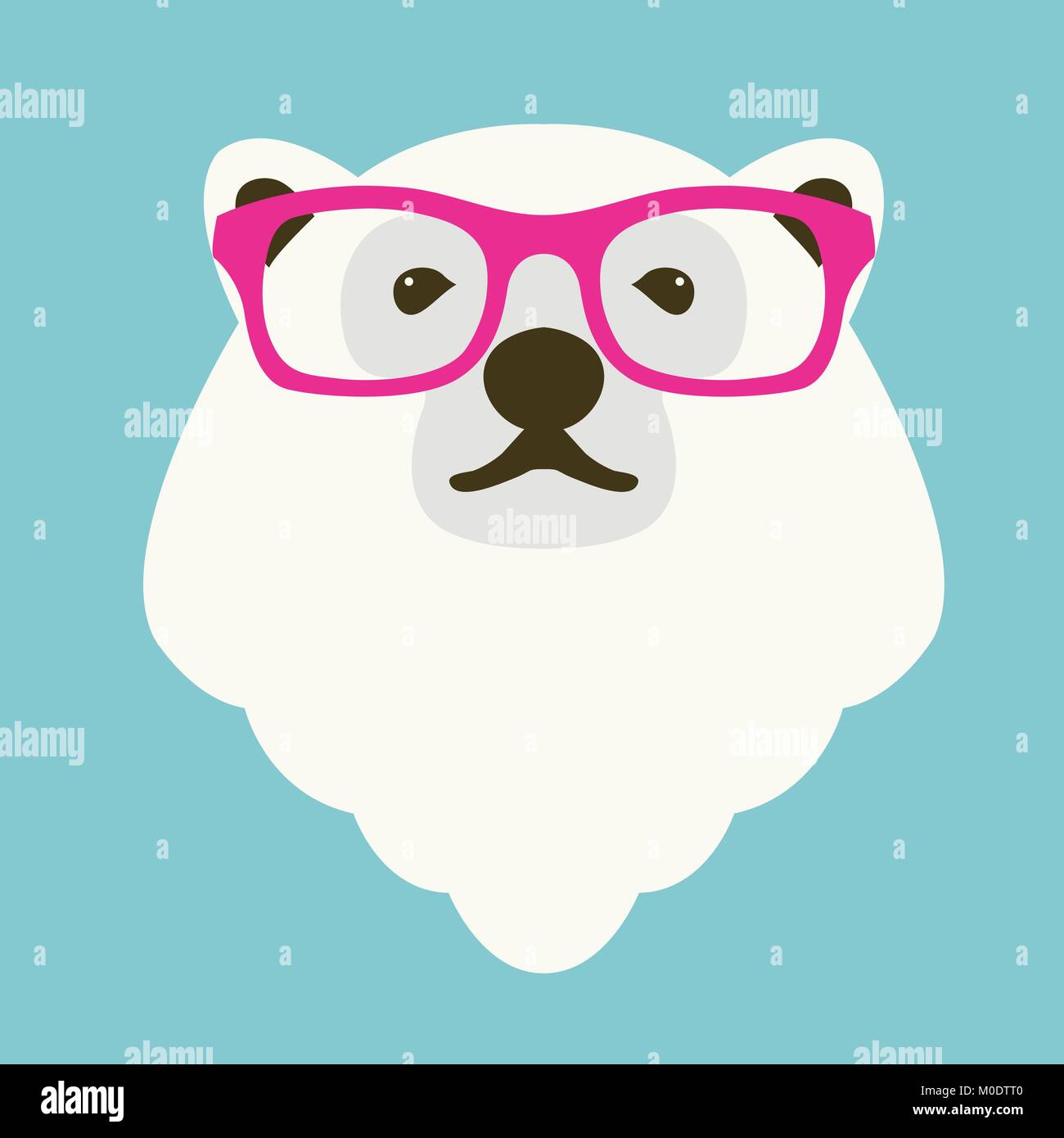 Face à l'ours polaire dans les verres vector illustration style plat Illustration de Vecteur