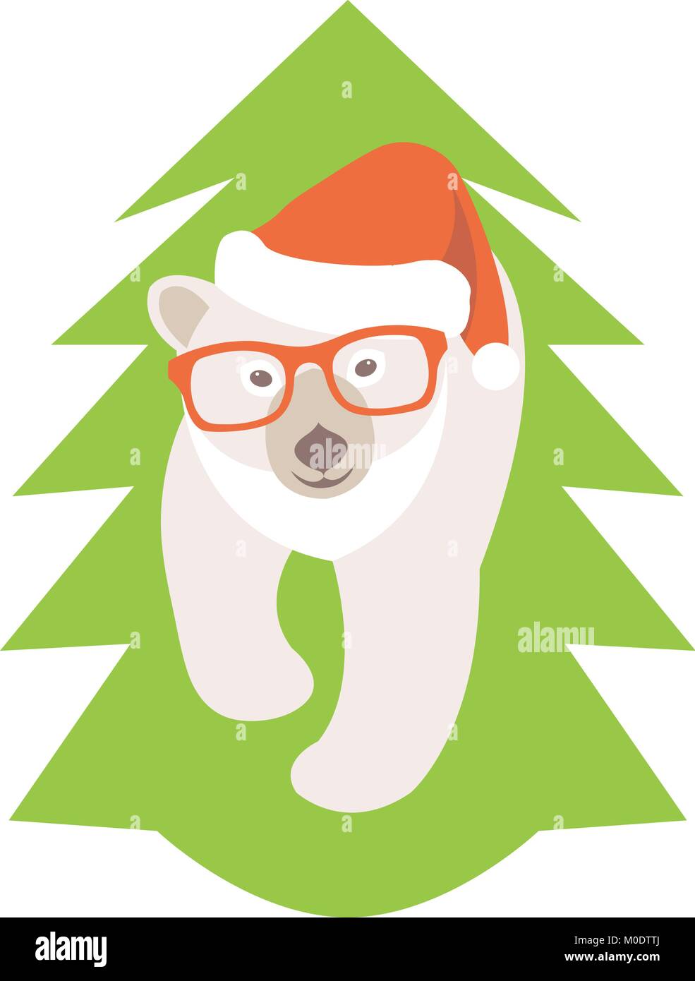 En face de l'ours polaire d'illustration vectorielle noël lunettes style plat Illustration de Vecteur