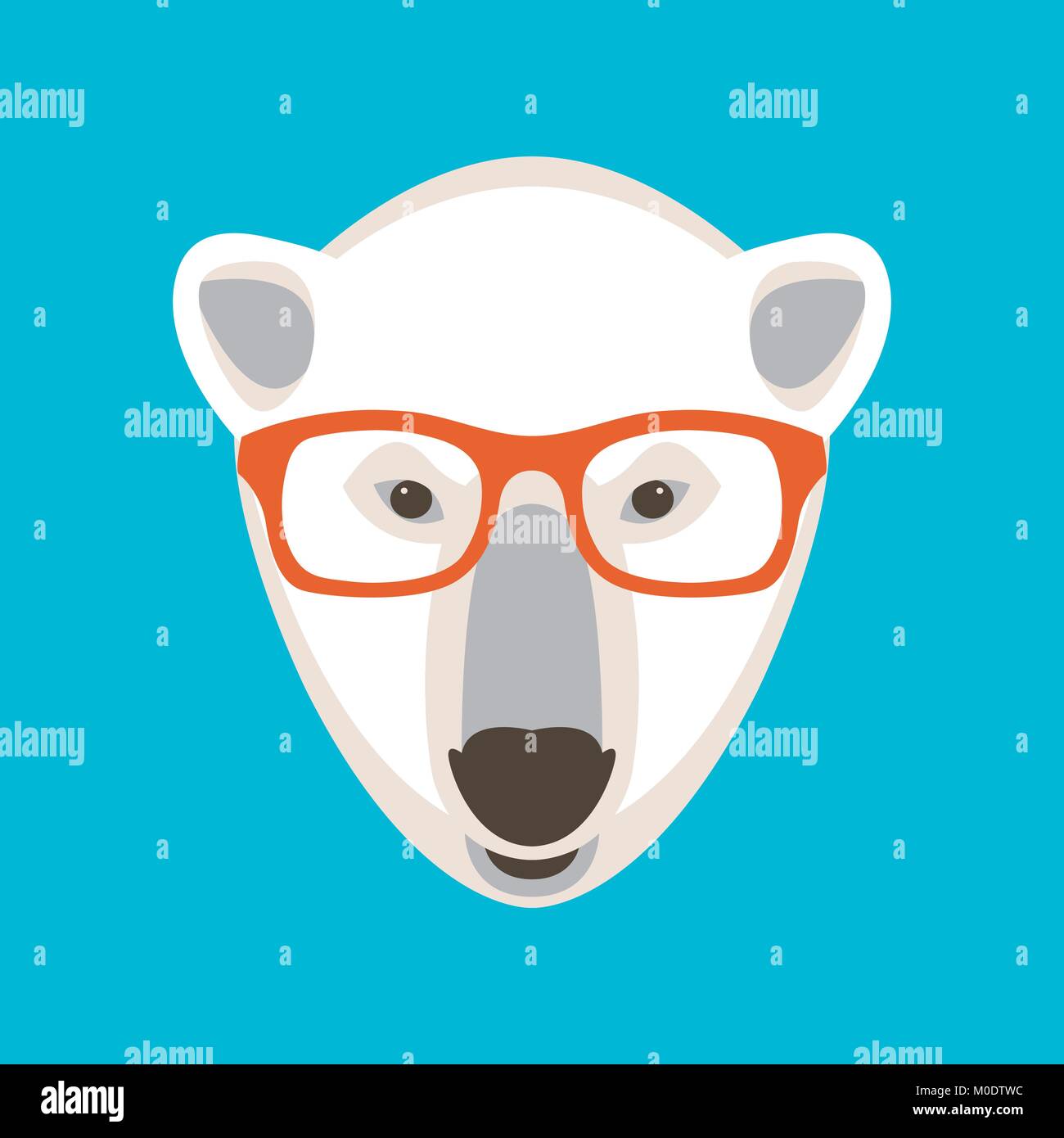 Face à l'ours polaire dans les verres vector illustration style plat Illustration de Vecteur