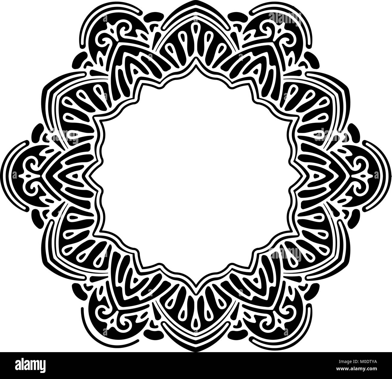 Rare, hexagonales, dentelle noire, cadre décoratif avec place vide pour votre texte. Vector illustration. Illustration de Vecteur